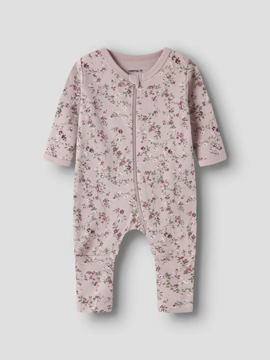 Name It Violetblomt Pyjamas m. Dragkedja 2-Pack - Violet Ice
