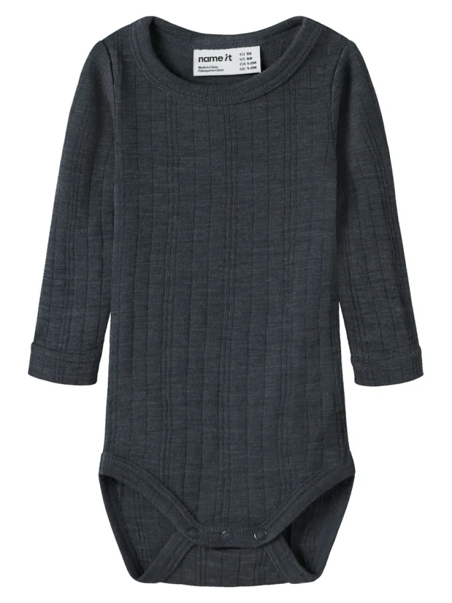 Name It Wang Långärmad Ullbody - Ombre Blue