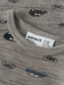 Name It Wang Ull Rib Långärmad Body - Satellite