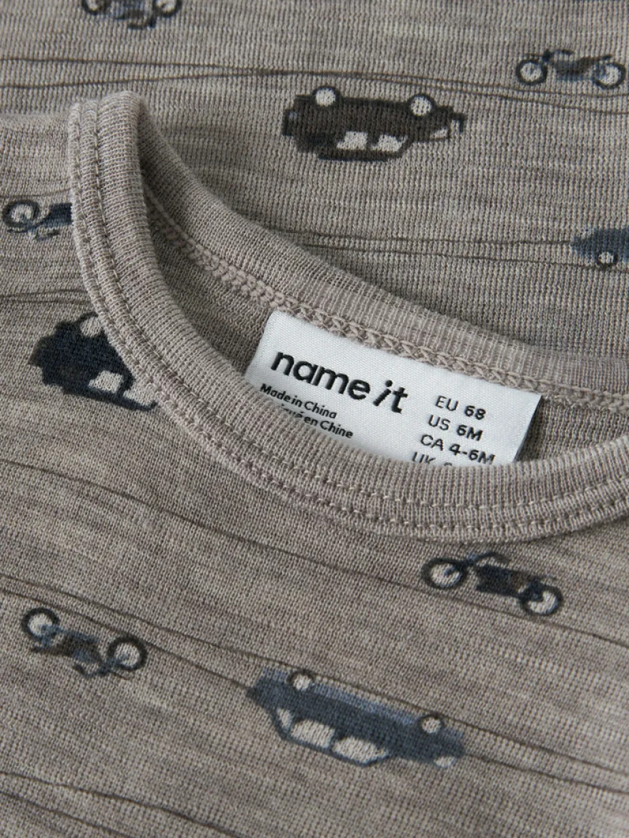 Name It Wang Ull Rib Långärmad Body - Satellite