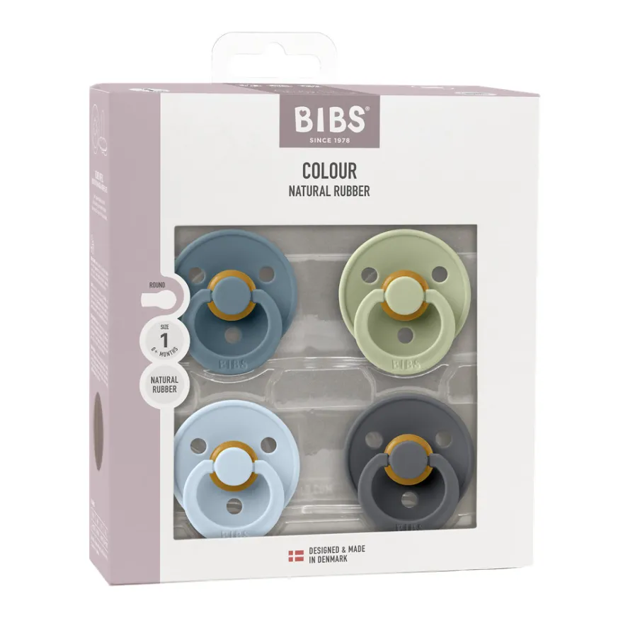 Napp Colour 4-pack Latex Rund 0-6 mån - Petrol/Sage/Baby Blue/Iron