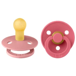 Napp Colour 2-pack Latex Rund 0-6 mån - Dusty Pink/Coral