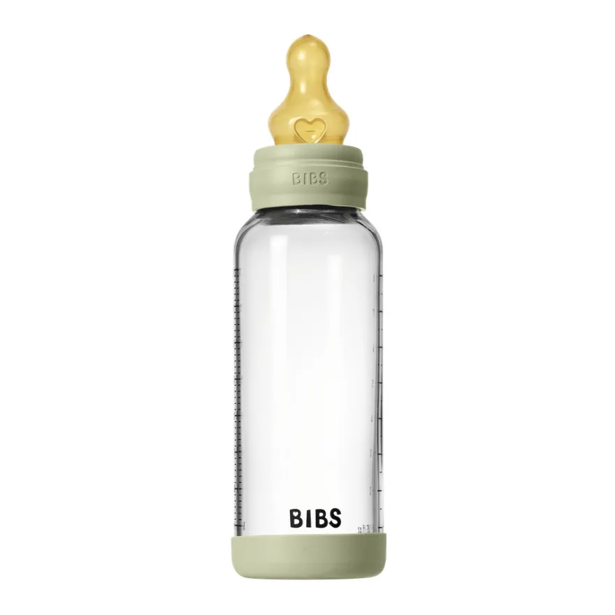Nappflaska Glas Baby Latex Medium Slow Flow 240 ml - Sage