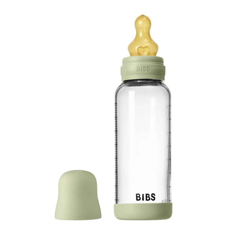 Nappflaska Glas Baby Latex Medium Slow Flow 240 ml - Sage