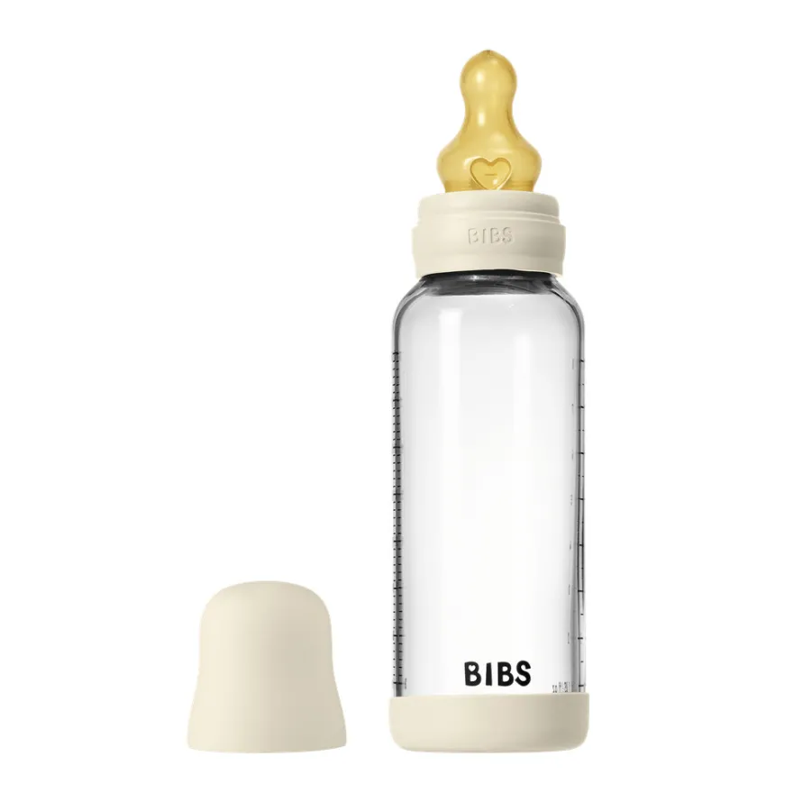 Nappflaska Glas Baby Latex Medium Slow Flow 240 ml - Ivory