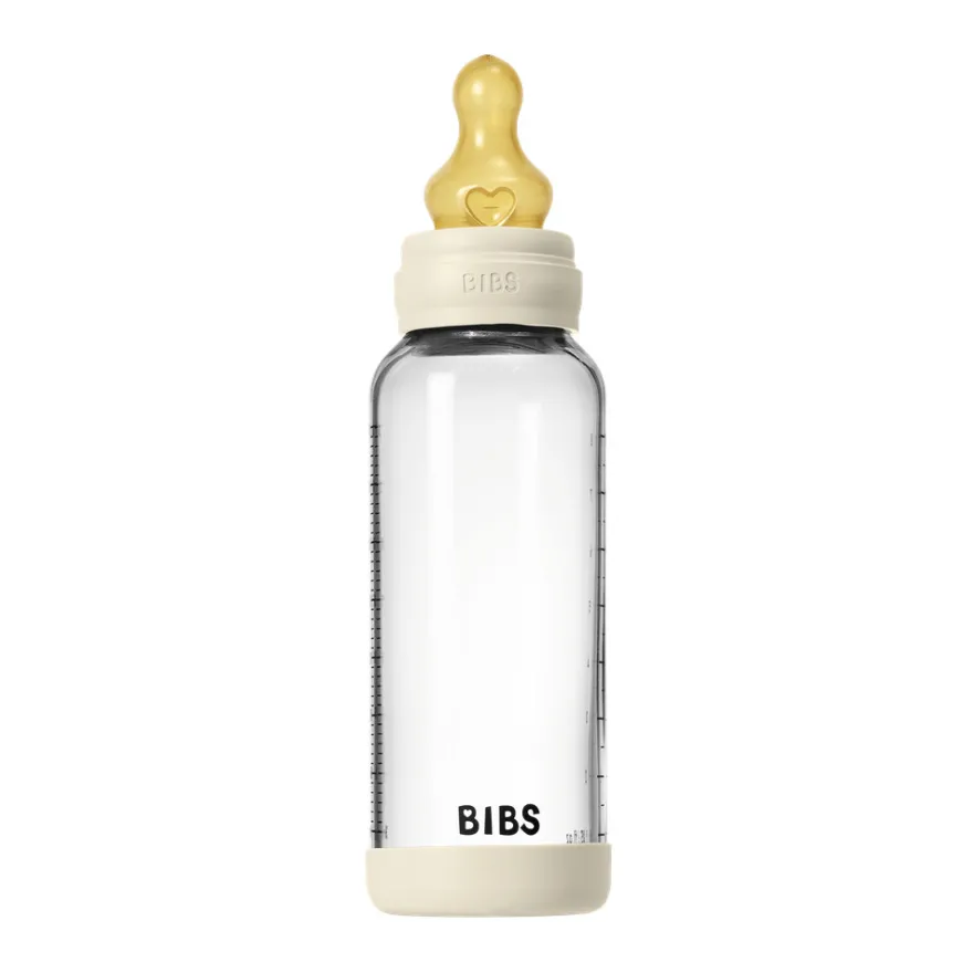 Nappflaska Glas Baby Latex Medium Slow Flow 240 ml - Ivory