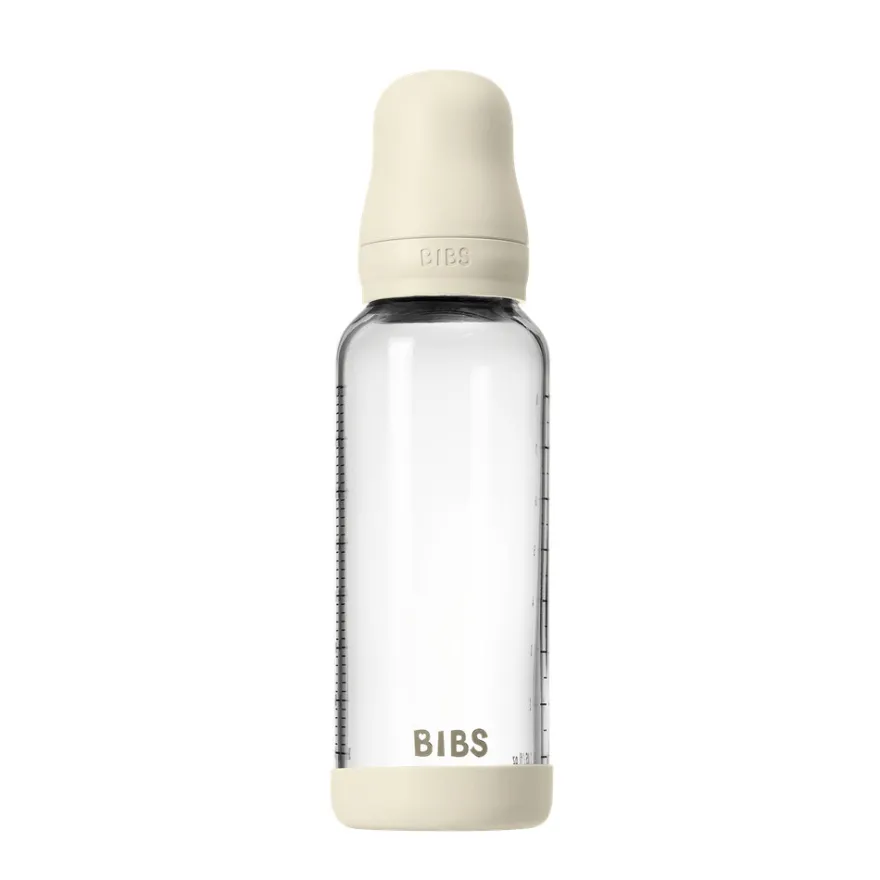 Nappflaska Glas Baby Latex Medium Slow Flow 240 ml - Ivory