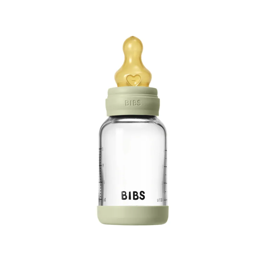 Nappflaska Glas Baby Latex Slow Flow 120 ml - Sage