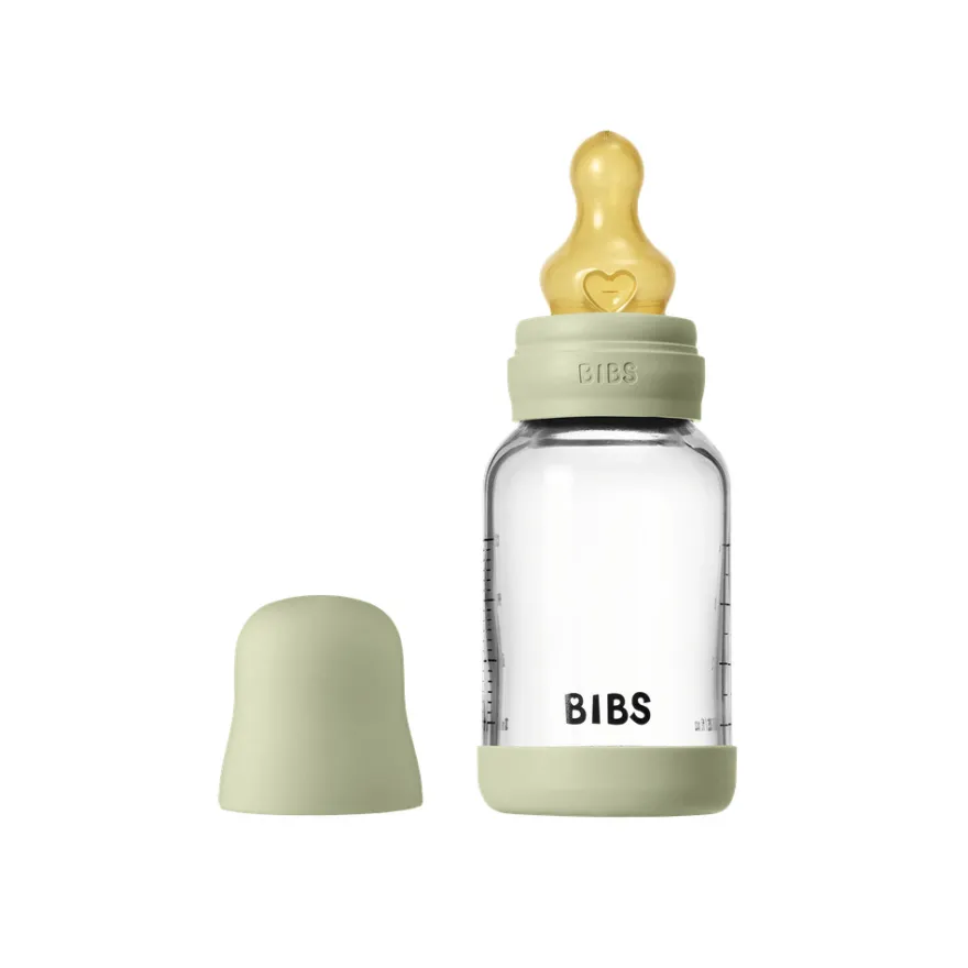 Nappflaska Glas Baby Latex Slow Flow 120 ml - Sage