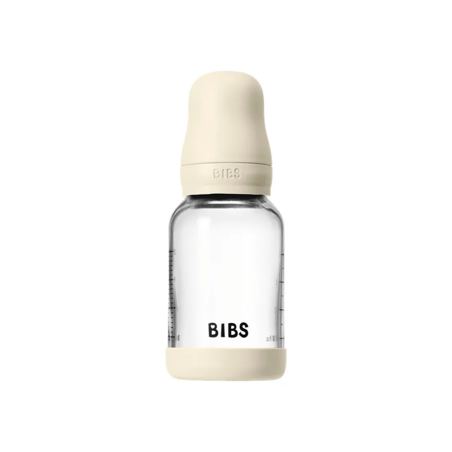 Nappflaska Glas Baby Latex Slow Flow 120 ml - Ivory