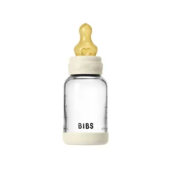 Nappflaska Glas Baby Latex Slow Flow 120 ml - Ivory