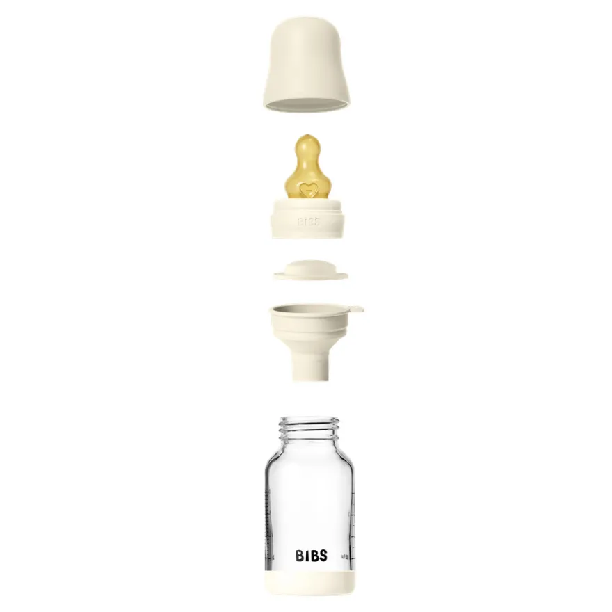 Nappflaska Glas Baby Latex Slow Flow 120 ml - Ivory