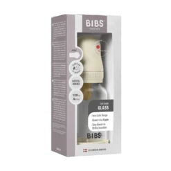 Nappflaska Glas Baby Latex Slow Flow 120 ml - Ivory