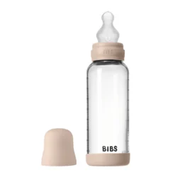 Nappflaska Glas Baby Silikon Medium Slow Flow 240 ml - Blush