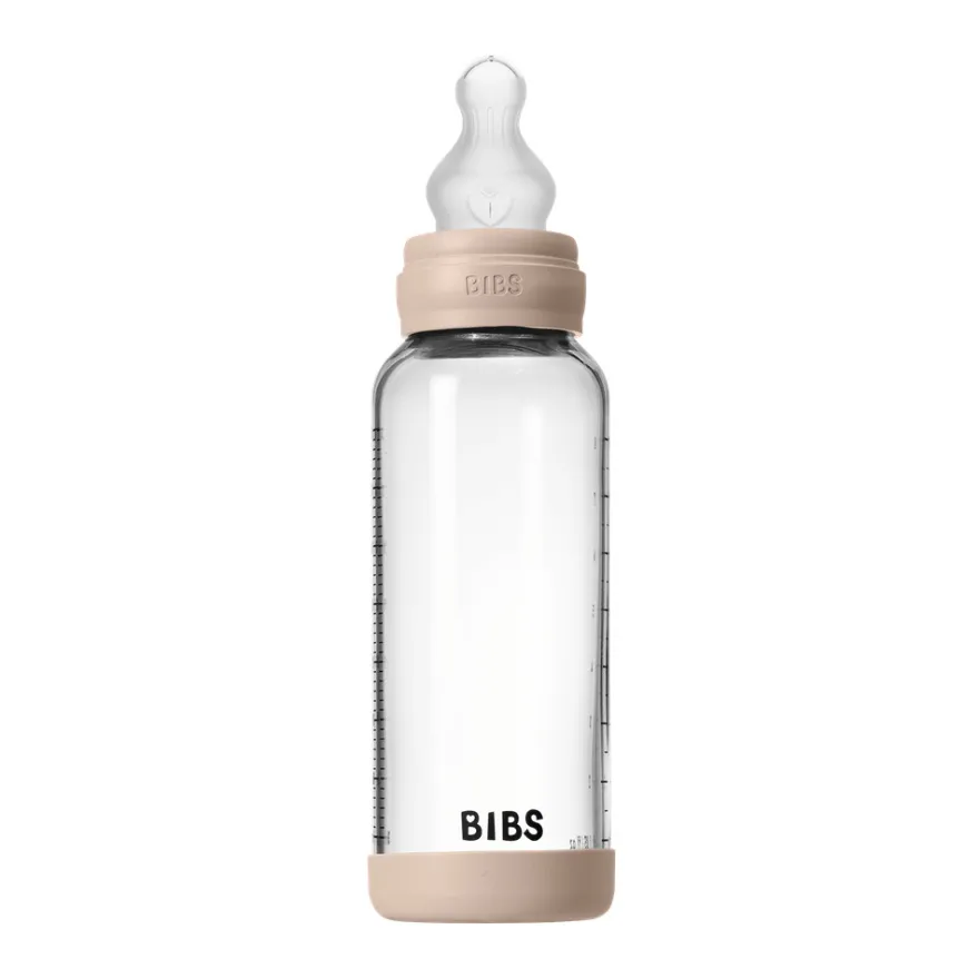 Nappflaska Glas Baby Silikon Medium Slow Flow 240 ml - Blush
