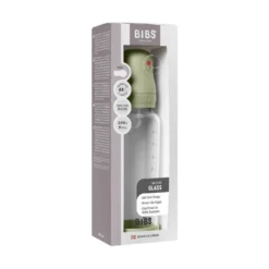 Nappflaska Glas Baby Silikon Medium Slow Flow 240 ml - Sage