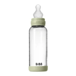 Nappflaska Glas Baby Silikon Medium Slow Flow 240 ml - Sage