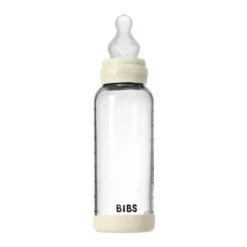 Nappflaska Glas Baby Silikon Medium Slow Flow 240 ml - Ivory