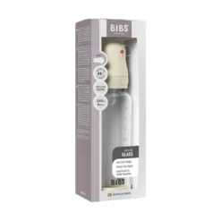 Nappflaska Glas Baby Silikon Medium Slow Flow 240 ml - Ivory