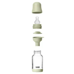 Nappflaska Glas Baby Silikon Slow Flow 120 ml - Sage