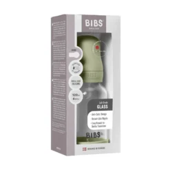 Nappflaska Glas Baby Silikon Slow Flow 120 ml - Sage