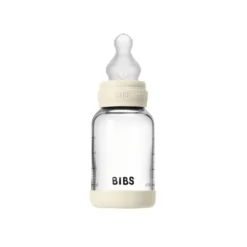 Nappflaska Glas Baby Silikon Slow Flow 120 ml - Ivory