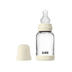 Nappflaska Glas Baby Silikon Slow Flow 120 ml - Ivory