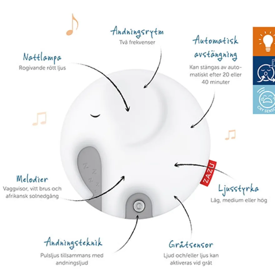 Nattlampa/Andningsljus Emmy Elefant - White