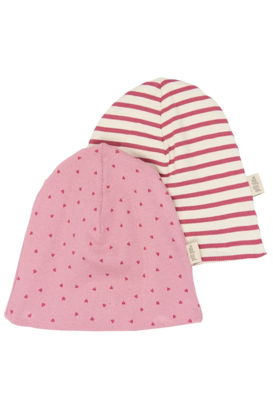 Petit Piao Sky Mössa 2-Pack - Mauvewood Striped