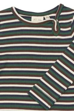 Petit Piao Song Långärmad Body - Trekking Green Multistriped