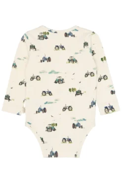 Petit Piao Star Långärmad Body - Eggnog Tractor