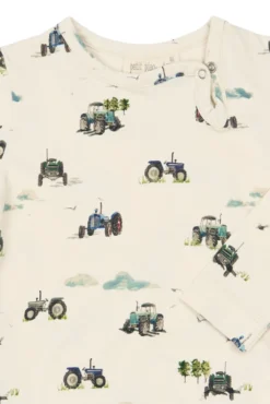 Petit Piao Star Långärmad Body - Eggnog Tractor