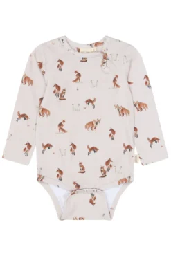 Petit Piao Star Långärmad Body - Gray Morn Fox