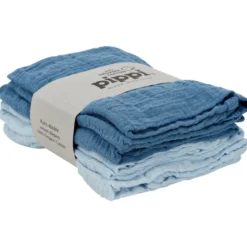 Pippi Ekologisk Muslinfilt 4-pack 65x65 cm - Chamomile Lawn/Baby Blue