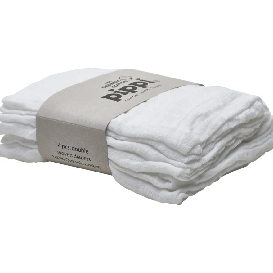 Pippi Ekologisk Muslinfilt 4-pack 65x65 cm - Vit