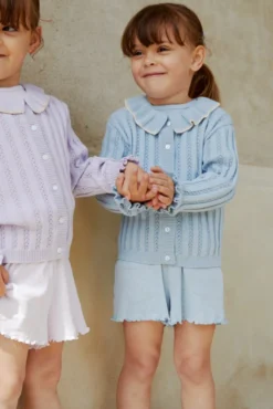 Pointelle shorts - DUSTY BLUE