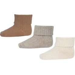 Rib Babystrumpor 3-pack - Beige Melange