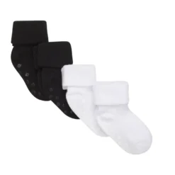 Ribbade Halkstrumpor ABS 4-pack - Svart/Vit