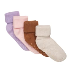 Ribbade Halkstrumpor ABS 4-pack - Rosa Mix