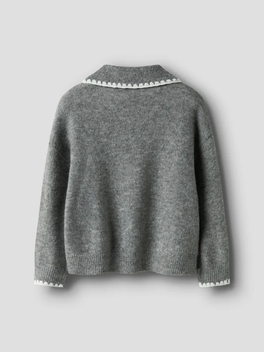 Rikasa Stickad Polo - Grey Melange
