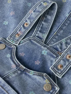 Rosa Jeansklänning - Medium Blue Denim Flower