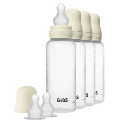 Rund nappflaska Silikon 4-Pack 270ml - Ivory