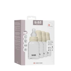 Rund nappflaska Silikon 4-Pack 150 ml - Ivory