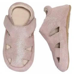 Sandaler i läderstofflor - Rose Grey