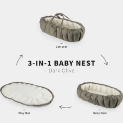 Sebra 3-i-1 Babynest - Dark Olive