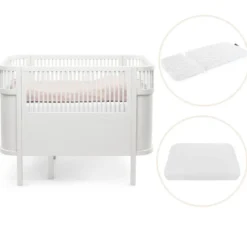 Sebra Växasäng 2i1 Baby & Juniorsäng Och Madrass - Classic White