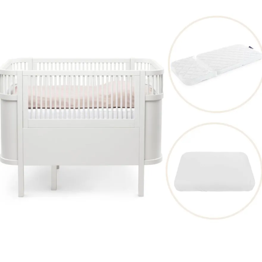 Sebra Växasäng 2i1 Baby & Juniorsäng Och Madrass - Classic White