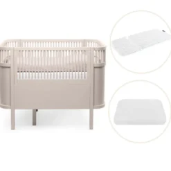 Sebra Växasäng 2i1 Baby & Juniorsäng Och Madrass - Birchbark Rose