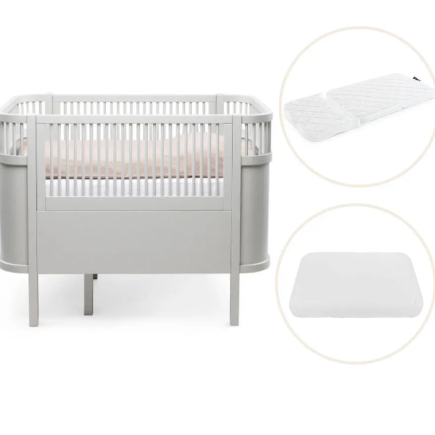 Sebra Växasäng 2i1 Baby & Juniorsäng Och Madrass - Stone Grey