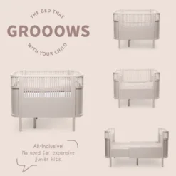 Sebra Växasäng 2 i 1 Baby & Juniorsäng - Birchbark Rose